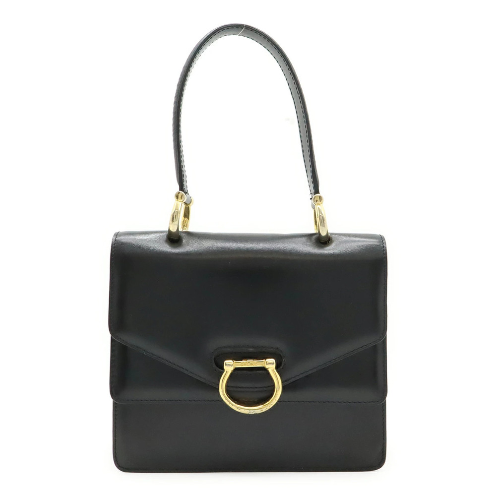 Celine Gancini Double Flap Handbag Leather Black